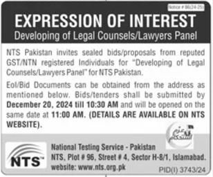 Latest Consultant Jobs At National Testing Service Pakistan NTS